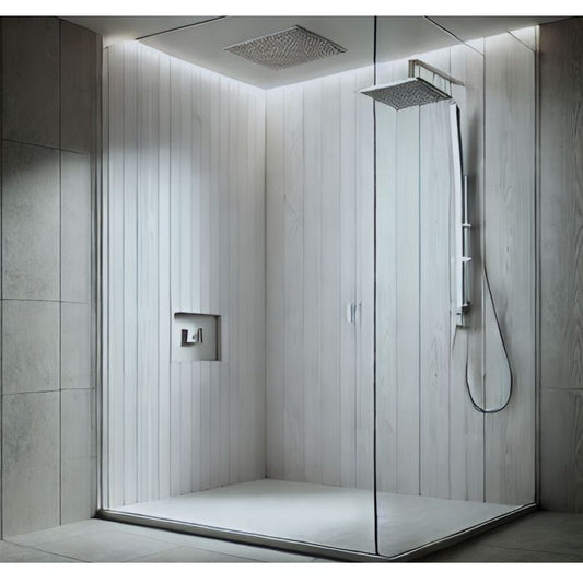 Storm White Ash Matt 7mm Bathroom Cladding Pack of 4 - 2.7m x 250mm