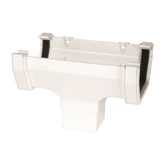 White Square Guttering Running Outlet - 114mm
